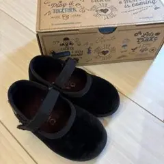 Cienta 21 12cm 12.5cm ブラック　ベロア　バレエシューズ