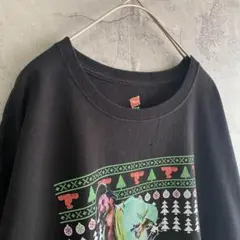 ヘインズ 古着 人物 プリント Tシャツ 半袖 XLサイズ 黒色 クリスマス
