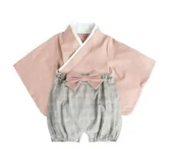 【美品】袴ロンパース 2ピース ピンク80サイズ