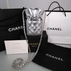 CHANEL(シャネル)ノベルティ★ミニショルダーポーチ★巾着型シルバー★即送