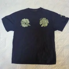 Lapwing 和柄 Japanマップ＆龍虎デザインTシャツ ネイビー L