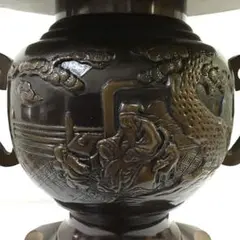 ◉薄端・銅製花器◉唐金製◉山水・花入・三足・銅器・生花・華道・池坊◉未使用品 ◉薄端・銅製花器◉唐金製◉山水・花入・三足・銅器・生花・華道