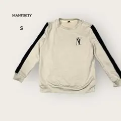 MANFINITY サイドラインロゴ刺繍クルーネックスウェット カジュアル S