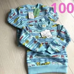 新品　TRAIN GARAGE 乗り物柄 トレーナー 100 な２枚セット