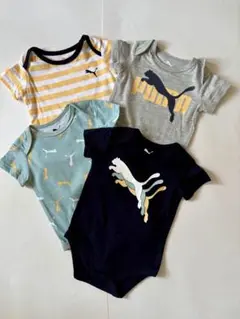 日本未入荷♪PUMAプーマ0〜3ヶ月用ロンパース4枚セット【イエロー系】