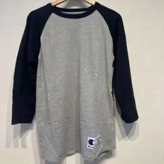 Champion 七分袖カットソー M グレー・ネイビー