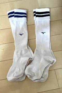 Mizuno サッカーソックス ホワイト　白　ストライプ　2足　21-23cm