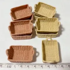 10個 持ち手付きバスケット カゴ 2色 ミニチュア ハンドメイド ドールハウス