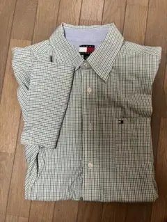 TOMMY HILFIGER 半袖シャツ 緑系チェック