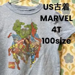 US古着 半袖Tシャツ MARVEL マーベル ヘザー ブルー 4T