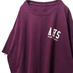 AHS イベントスタッフ ロゴ Tシャツ えんじ色 ワインレッド 赤 古着