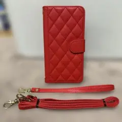 らくらくスマートフォン F-52B 手帳型ケース　ショルダー　レッド