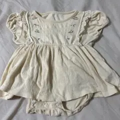 mamaraku 80cm クリーム色 刺繍入りロンパース