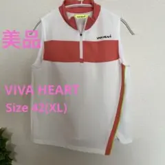 美品VIVAHEART レディースゴルフウェアベストホワイトピーチ　大きいサイズ
