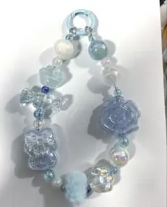 ハンドメイドストラップ【水色】