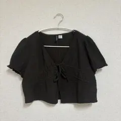 H＆M ダークブラウン Vネック ボレロ