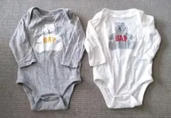2枚セット■babyGAPクマプリント長袖ロンパース70センチ