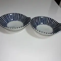 青と白のストライプボウル2個セット