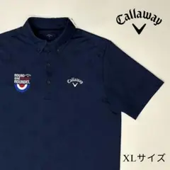 Callaway キャロウェイ　ネイビー ボタンダウンシャツ XL 刺繍　ゴルフ