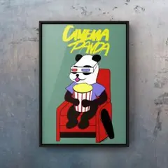 ★A4フレーム付き★オリジナル アートポスター CINEMA PANDA パンダ