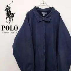 古着 90s ポロ ラルフローレン スウィングトップ 刺繍 ネイビー 3XL