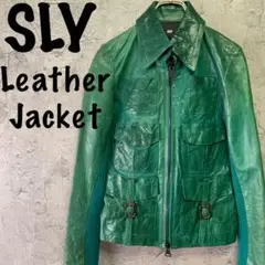 シングルレザージャケット グリーン 緑 SLY スライ Mサイズ