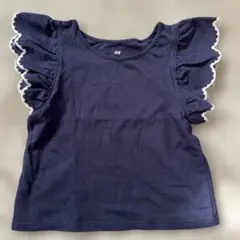 H&M イギリス刺繍ジャージトップス　ネイビーブルー　90サイズ