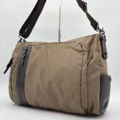 美品✨タケオキクチ ショルダーバッグ ナイロン×レザー ブラウン