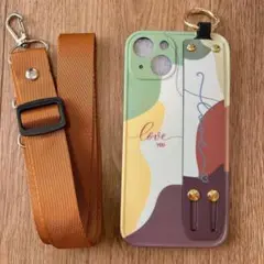 おすすめ❣️iPhone 13 ケース ショルダーベルト付 グリーン