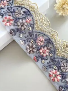 【296】インド刺繍リボン50 cm☆2点目以降−100円