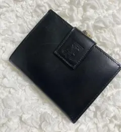 【良品】セリーヌ 二つ折り財布 がま口 ブラック レザー
