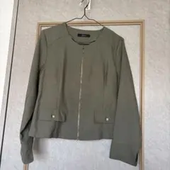 オリーブグリーン ノーカラージャケット サイズ9