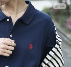 U.S. POLO ASSN./ワンポイントロゴ 刺繍ポロシャツ Sネイビー