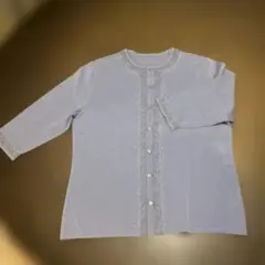 ミカレディ　薄紫刺繍付き七分袖ニットカーディガン