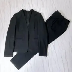 PLST プラステ パンツスーツセットアップ ノーカラー ブラック Sサイズ