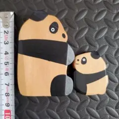 パンダの親子 木製雑貨とパンダ柄手ぬぐい