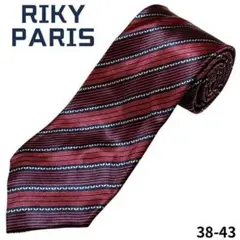 RIKY PARIS ネクタイ　ストライプ　レッド　おしゃれ　通勤　ビジネス