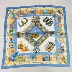 【超美品】 エルメス カレ90 ノルマンディー海岸の魅力 スカーフ シルク