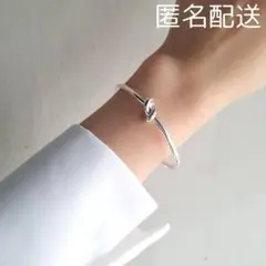バングル シルバー 結び目モチーフ ノットモチーフ ブレスレット シンプル 韓国