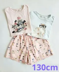 UNIQLO × ポール&ジョー　Tシャツ 2枚セット　130cm　ピンク 水色