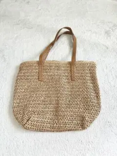 【新品】カゴバッグ　トートバッグ　夏　軽量　大容量　ベージュ