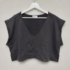 Arcreve コットンベスト　ショート丈ベスト　ジレ　グレー　Lサイズ