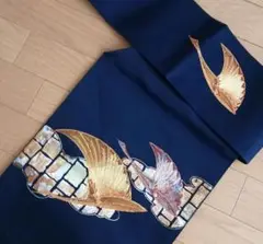 鶴の刺繍　帯　金糸
