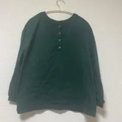 中緑 ボタン付き長袖シャツ Lサイズ