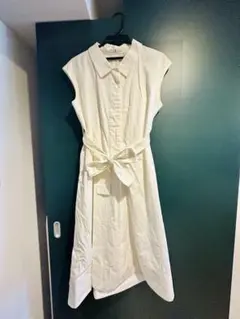 ほぼ未使用 ユニクロ +J コットンリネンフレンチスリーブロングワンピース　M