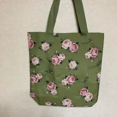 花柄オリーブグリーンエコバッグ