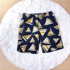 マイティーマック⭕️美品　ハーフパンツ　半ズボン　紺　ネイビー　ヨット　総柄　綿