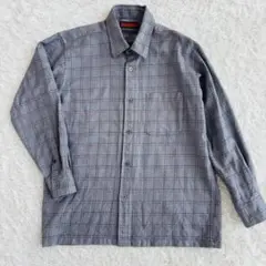 Austin Reed ウールチェックシャツ グレー L（846）