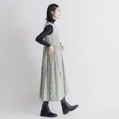 極美品 YAECA リバティ マリアu0026チェック ノースリーブワンピース M