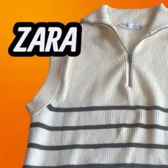 ZARA ノースリーブストライプトップス